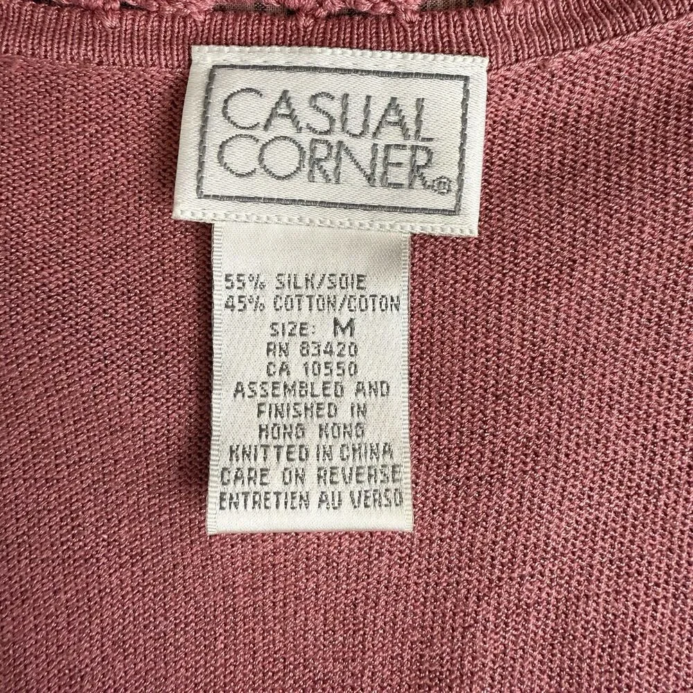 Vintage Casual Corner 90s Y2K Silk Cotton Pink Crochet Vest Sz M CottageCore